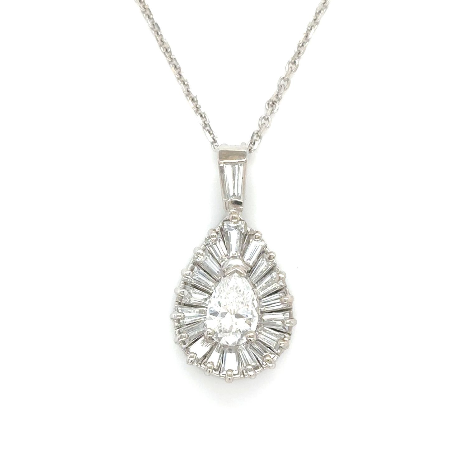 Diamond Pear Necklace in 14k White Gold — 1.26CTW
