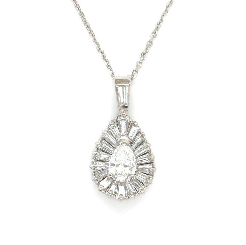 Diamond Pear Necklace in 14k White Gold — 1.26CTW