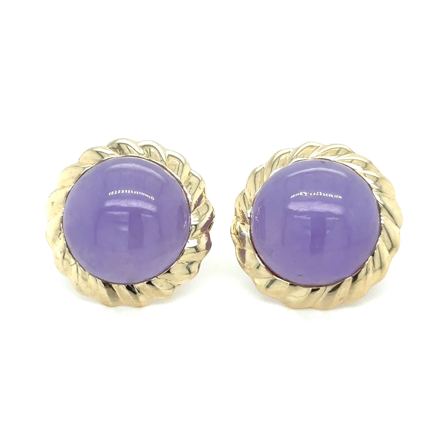 Lavender Jade Earrings in 14k Yellow Gold