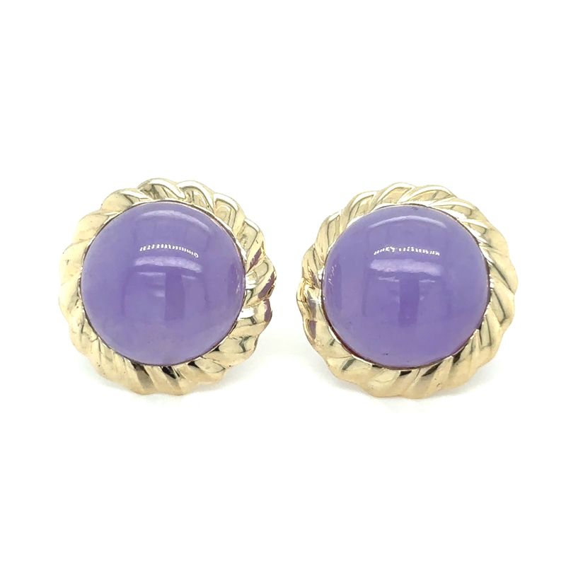 Lavender Jade Earrings in 14k Yellow Gold