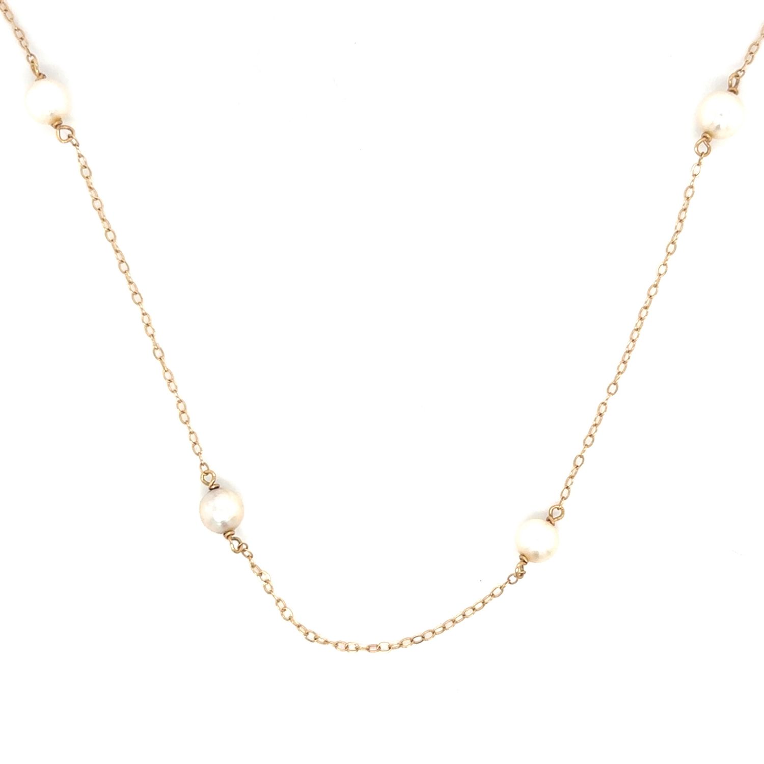 Pearl Necklace on 14k Yellow Gold — 18”