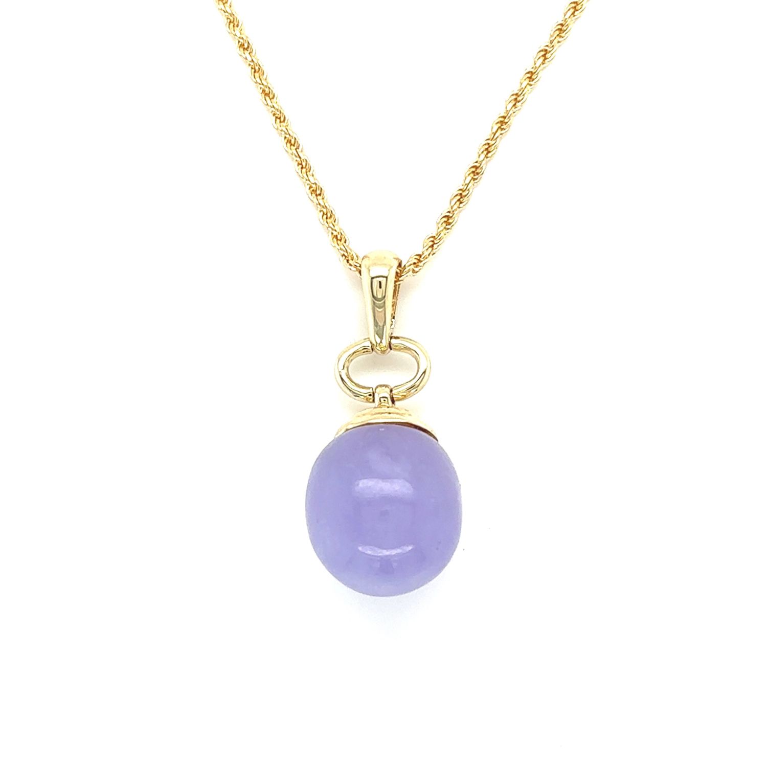 Lavender Jadeite Necklace in 14k Yellow Gold