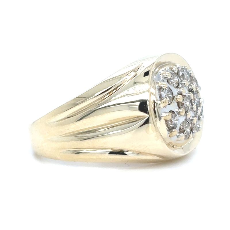 Diamond Oval Cluster Estate Ring in 10k Yellow Gold
