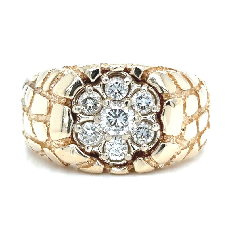 Diamond Nugget Cluster Estate Ring in 14k Yellow Gold