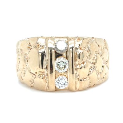 Diamond Nugget Three-Stone Estate Ring in 14k Yellow Gold Diamond Nugget Three-Stone Estate Ring in 14k Yellow Gold