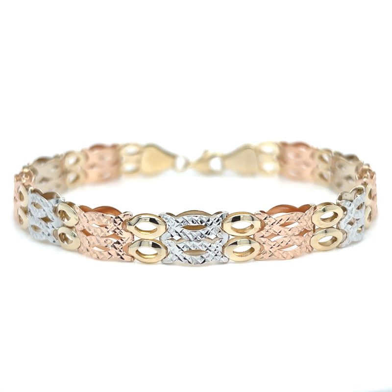 Tri-Colored Bracelet in 14k Gold