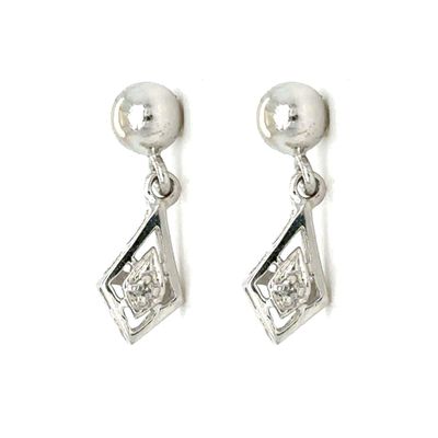 Diamond Rhombus Earrings in 14k White Gold