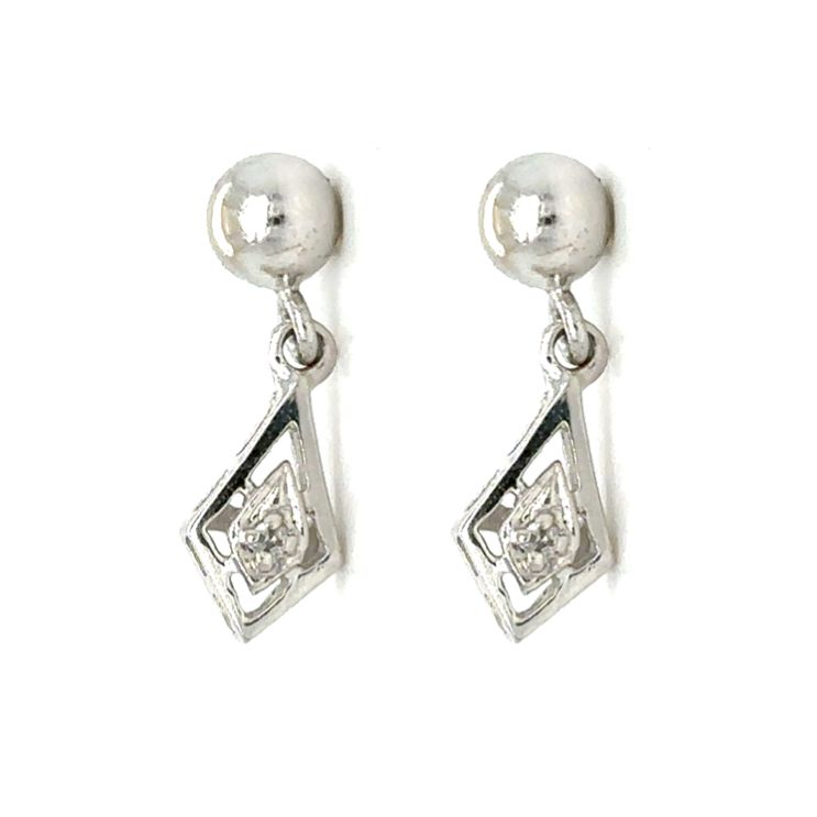 Diamond Rhombus Earrings in 14k White Gold