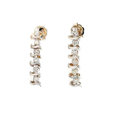 Diamond Wave Dangle Earrings in 14k Yellow Gold Diamond Wave Dangle Earrings in 14k Yellow Gold