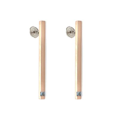 Aquamarine Sleek Earrings in 14k Rose Gold Aquamarine Sleek Earrings in 14k Rose Gold