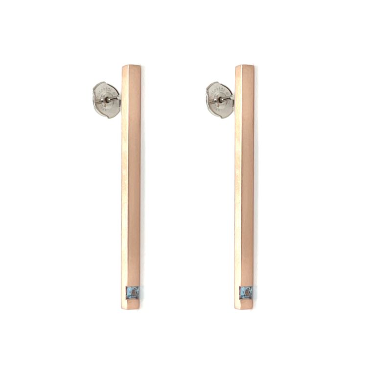 Aquamarine Sleek Earrings in 14k Rose Gold