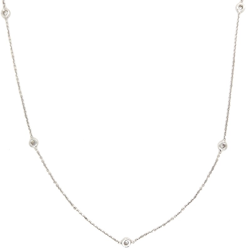 Diamond Station Necklace in 14k White Gold