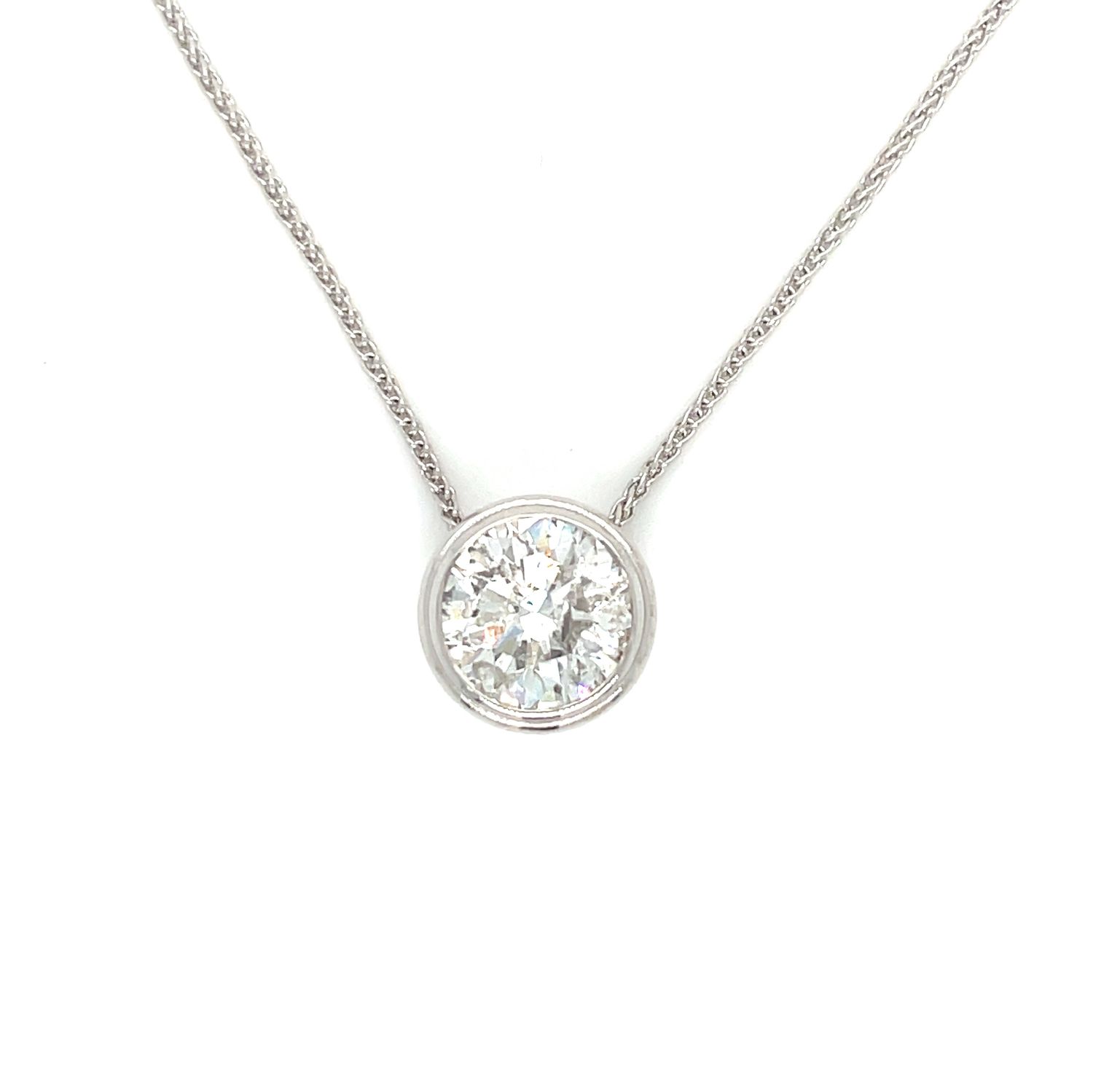 Diamond Bezel Necklace in 14k White Gold— 2.06CT Diamond Bezel Necklace in 14k White Gold— 2.06CT