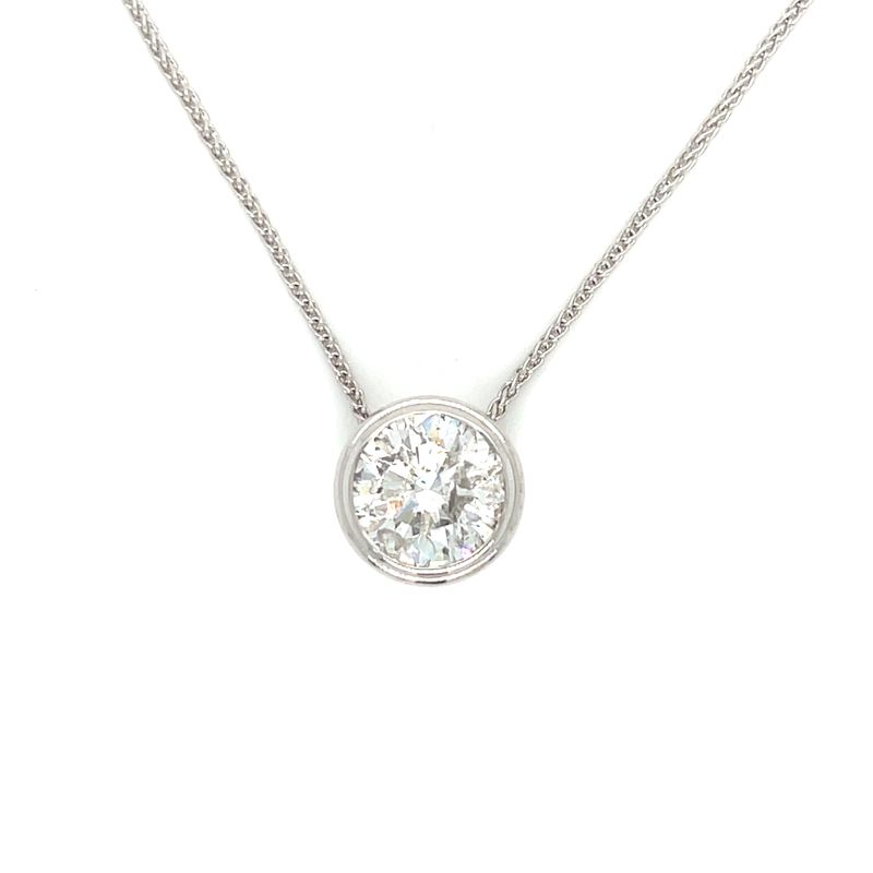 Diamond Bezel Necklace in 14k White Gold— 2.06CT