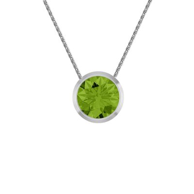 Peridot Bezel Necklace in Silver