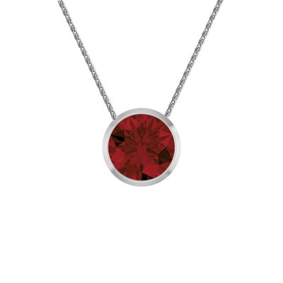 Garnet Bezel Necklace in Silver