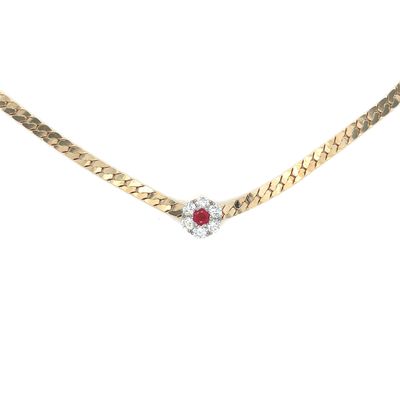 Ruby & Diamond Jabel Cluster Necklace in 18k Yellow Gold Ruby & Diamond Jabel Cluster Necklace in 18k Yellow Gold