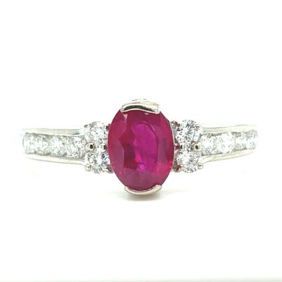 Ruby & Diamond Ring in 14k White Gold