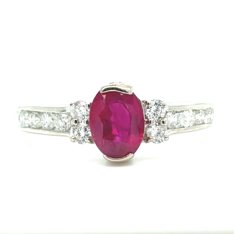 Ruby & Diamond Ring in 14k White Gold