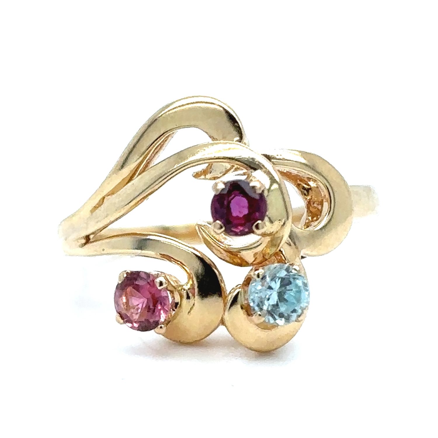 Tourmaline & Zircon & Lab Spinel Ring in 14k Yellow Gold
