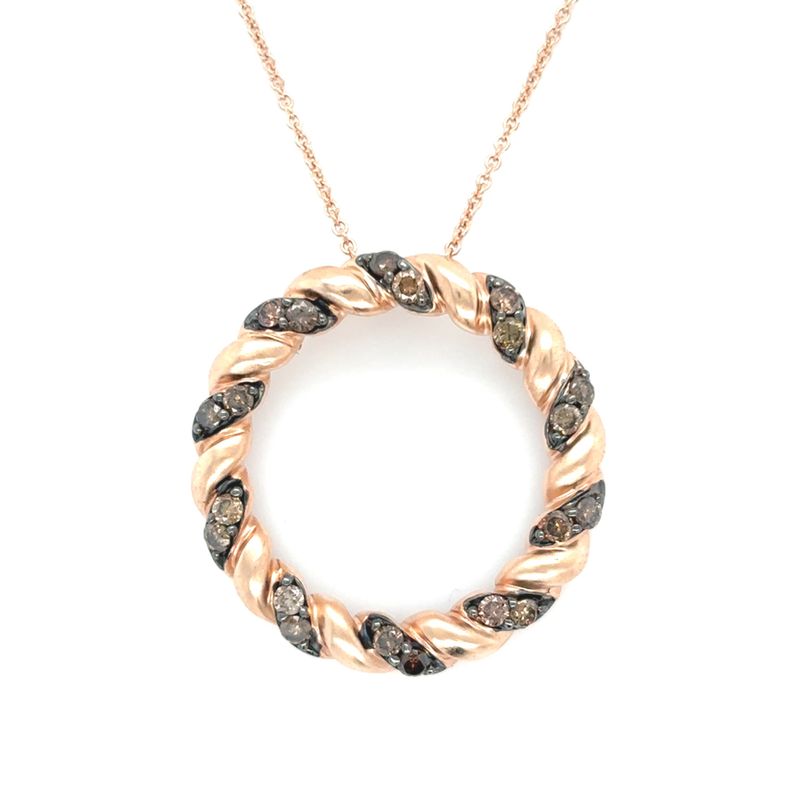 Chocolate Diamond Weaved Necklace in 14k Rose Gold