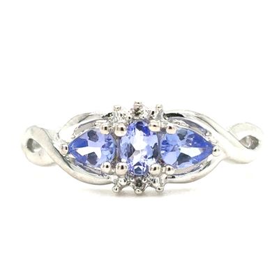 Tanzanite & Diamond Ring in 10k White Gold