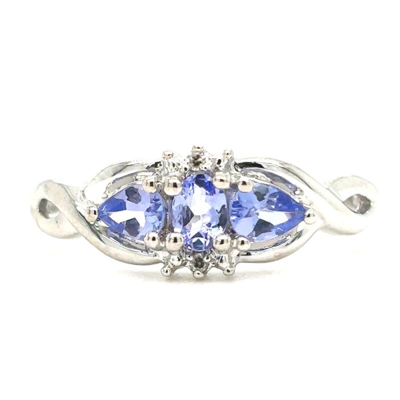 Tanzanite & Diamond Ring in 10k White Gold