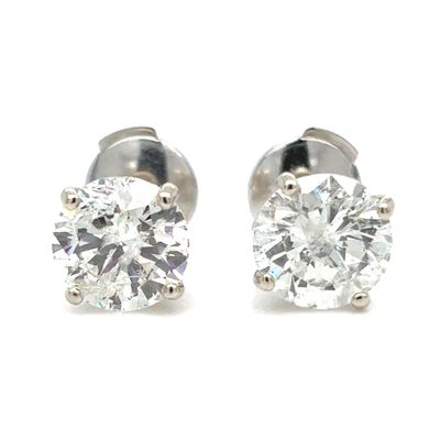 Diamond Studs in 14k White Gold — 2.22CTW