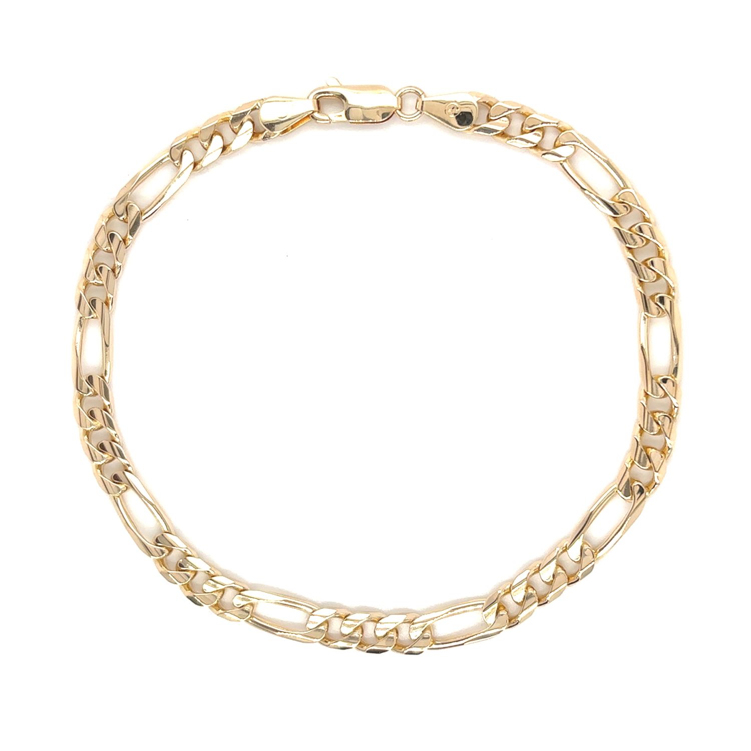 Figaro Link Bracelet in 14k Yellow Gold - 8.5”