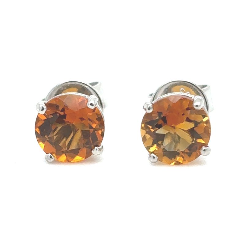 Citrine Stud Earrings in 14k White Gold