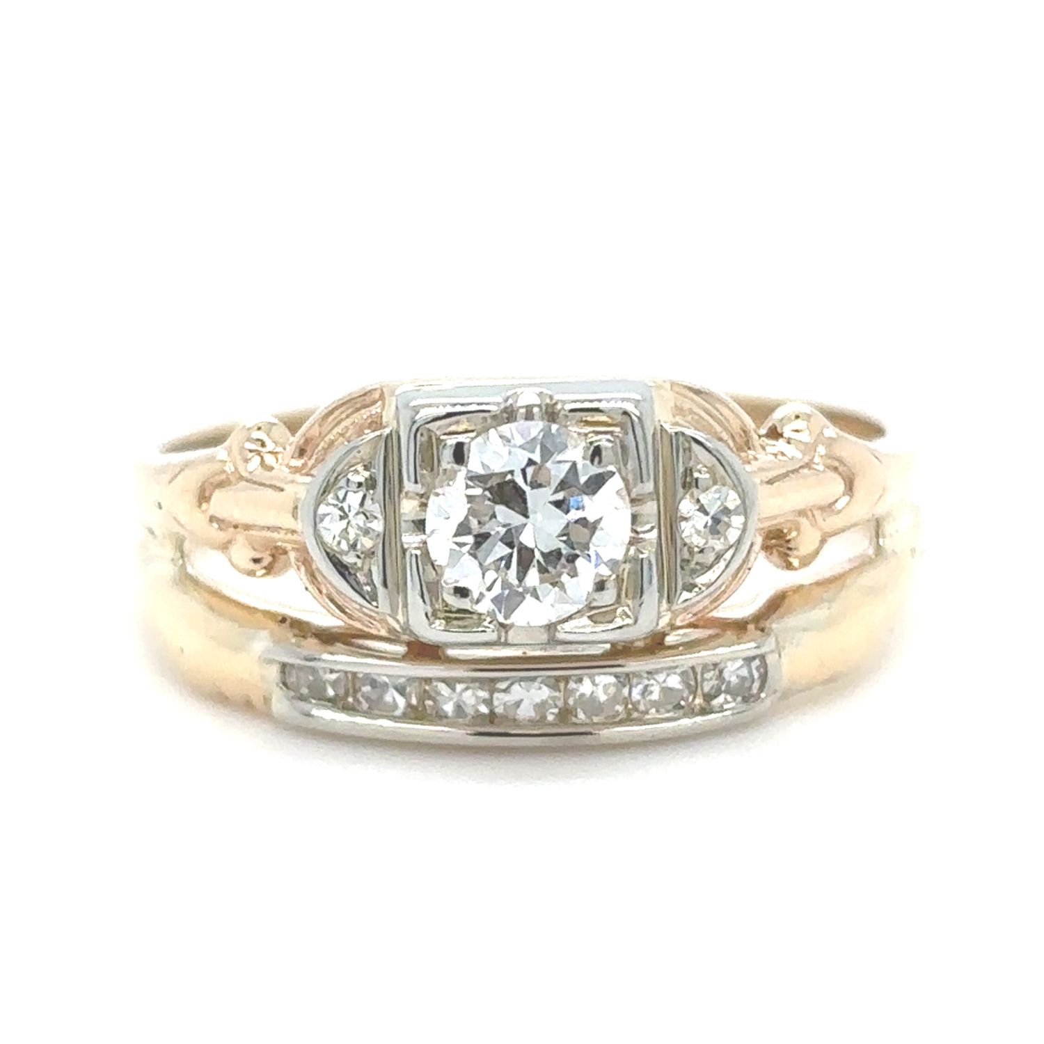 Diamond Estate Ring Set in 14k Yellow Gold — 0.37CTW