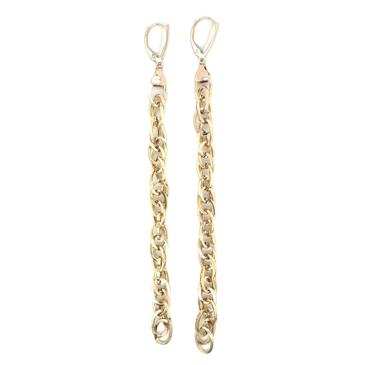 Oval Link Dangle Earrings in 14k Yellow Gold