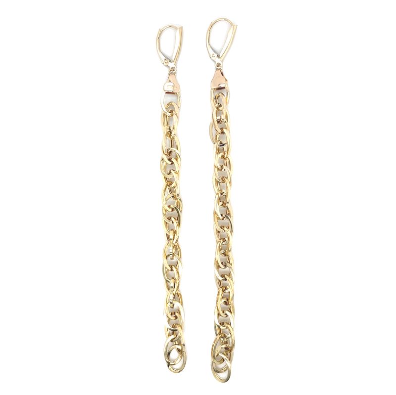 Oval Link Dangle Earrings in 14k Yellow Gold