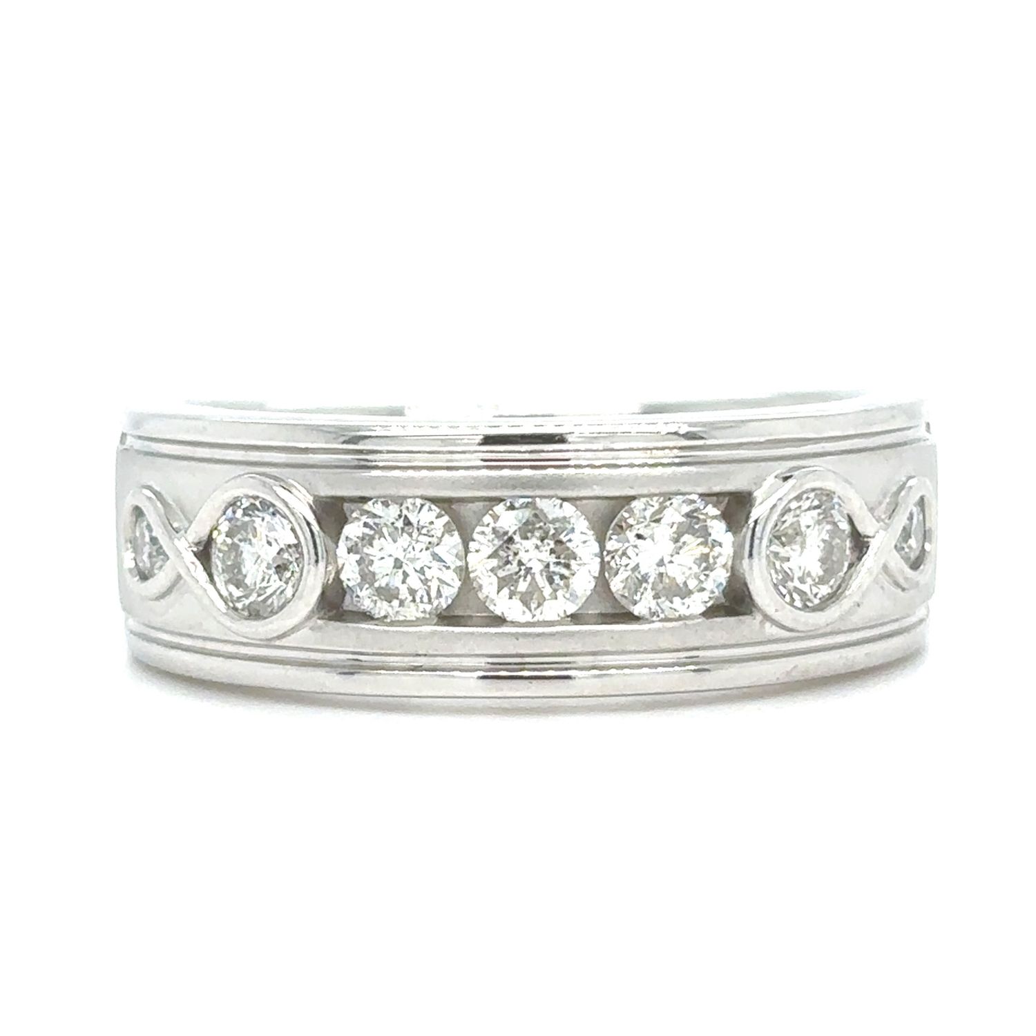 Diamond Seven-Stone Band in 14k White Gold — 0.99CTW