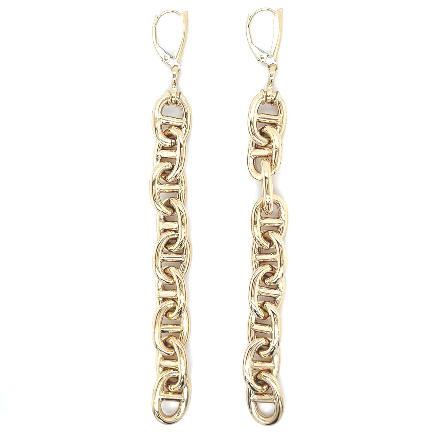 Anchor Link Dangle Earrings in 14k Yellow Gold