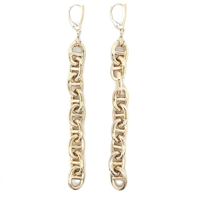 Anchor Link Dangle Earrings in 14k Yellow Gold