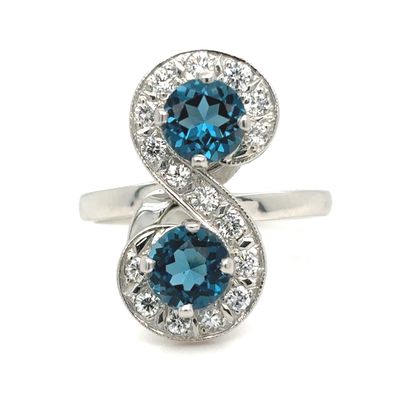Topaz & Diamond Freeform Ring in Platinum Topaz & Diamond Freeform Ring in Platinum
