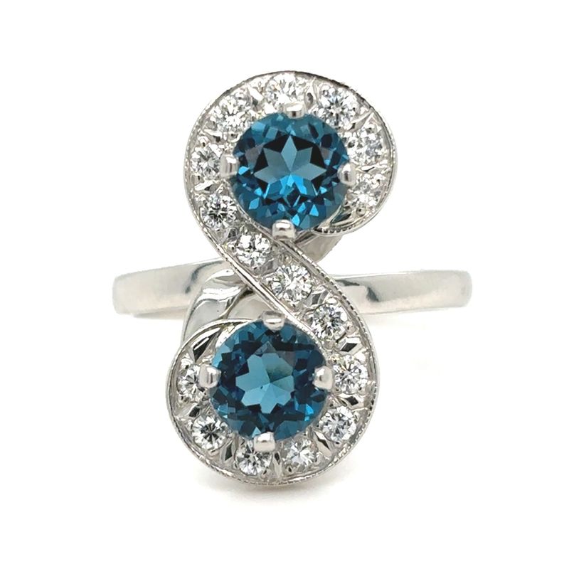 Topaz & Diamond Freeform Ring in Platinum