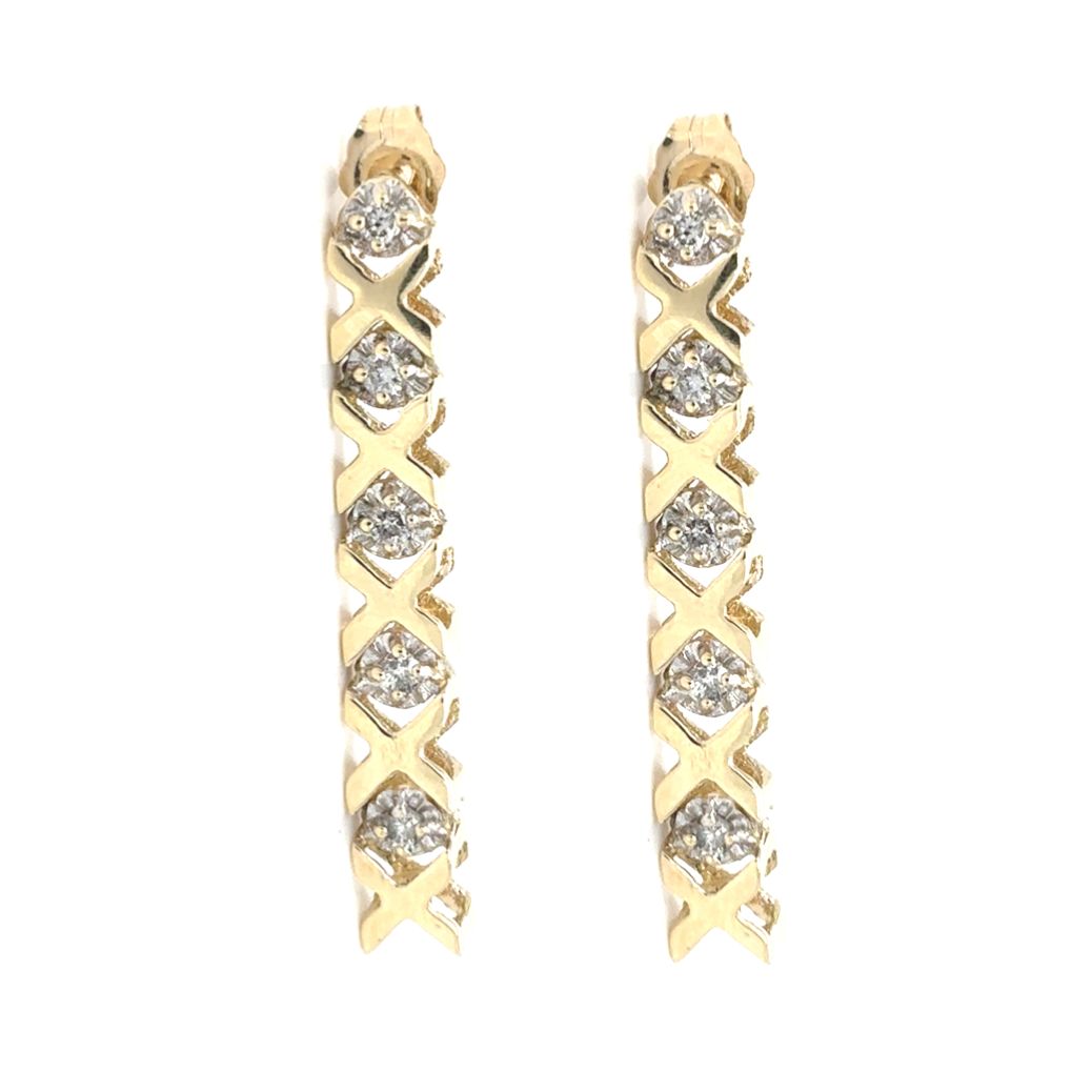 Diamond Hugs & Kisses Earrings in 14k Yellow Gold
