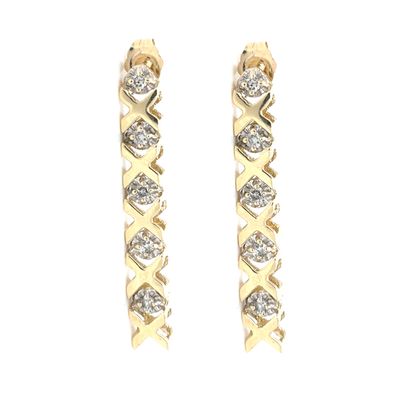 Diamond Hugs & Kisses Earrings in 14k Yellow Gold