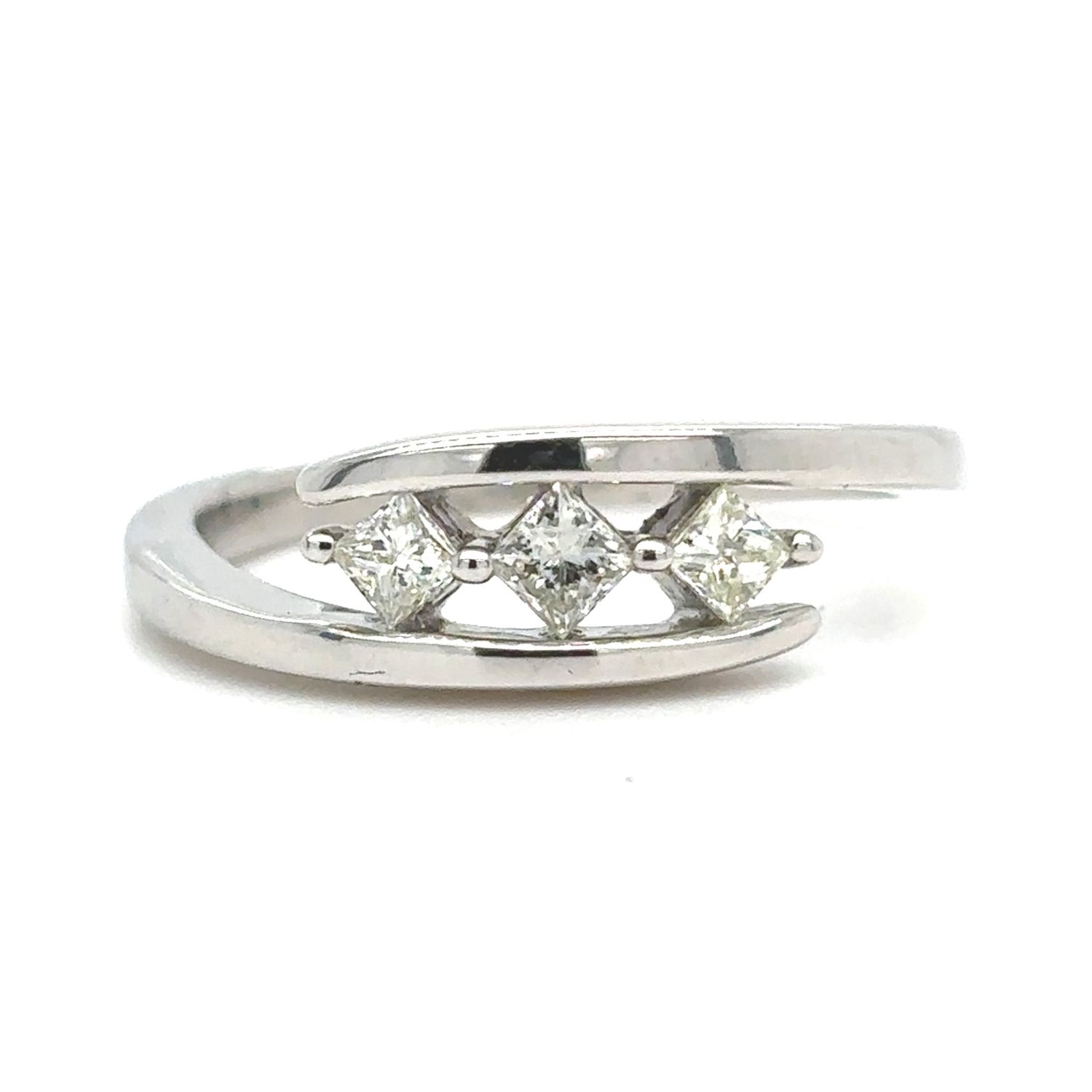 Diamond Princess-Cut Trio Ring in 14k White Gold