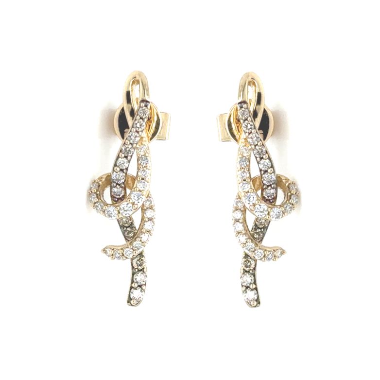 Diamond Freeform Earrings in 14k Yellow Gold