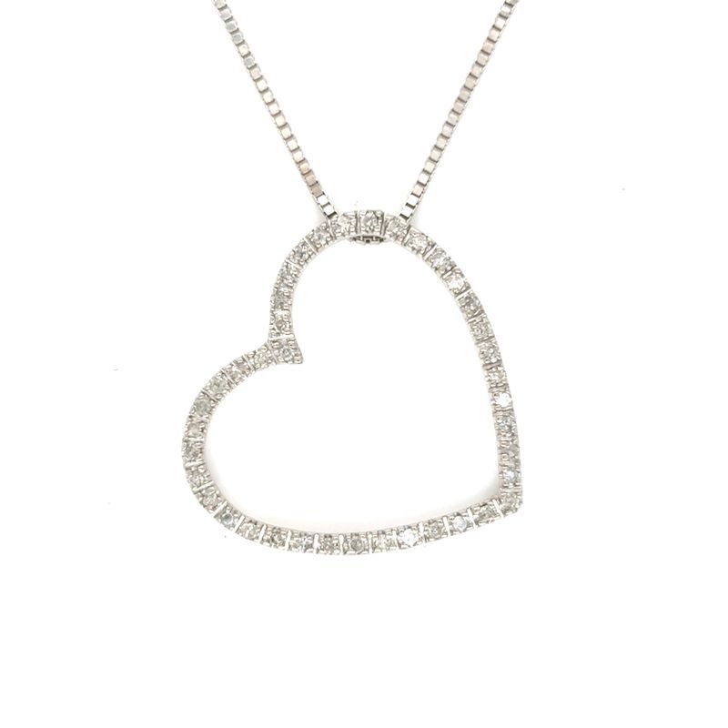 Diamond Heart Necklace in 14k White Gold