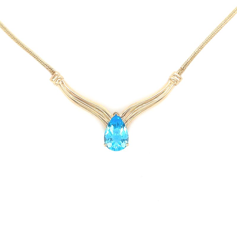 Topaz Swiss Pear Necklace in 14k Yellow Gold