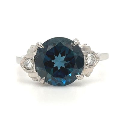 London Blue Topaz & Diamond Ring in 14k White Gold London Blue Topaz & Diamond Ring in 14k White Gold