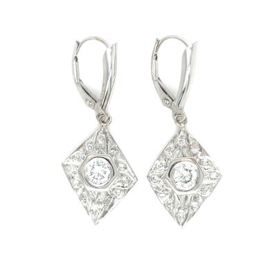 Diamond Rhombus Earrings in 18k & 14k White Gold — 0.80CTW