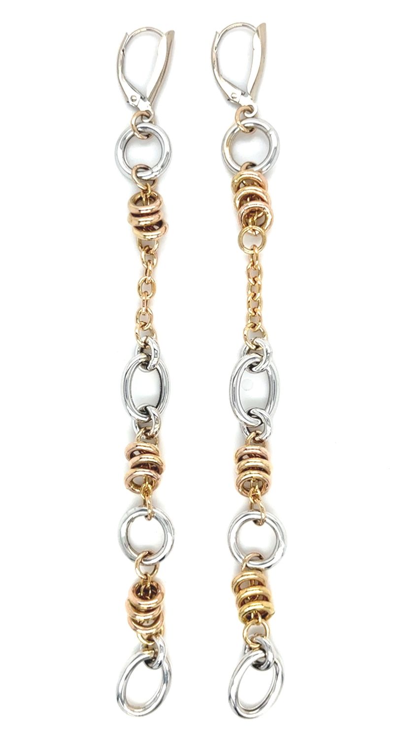 Fancy Link Dangle Earrings in 14k Gold