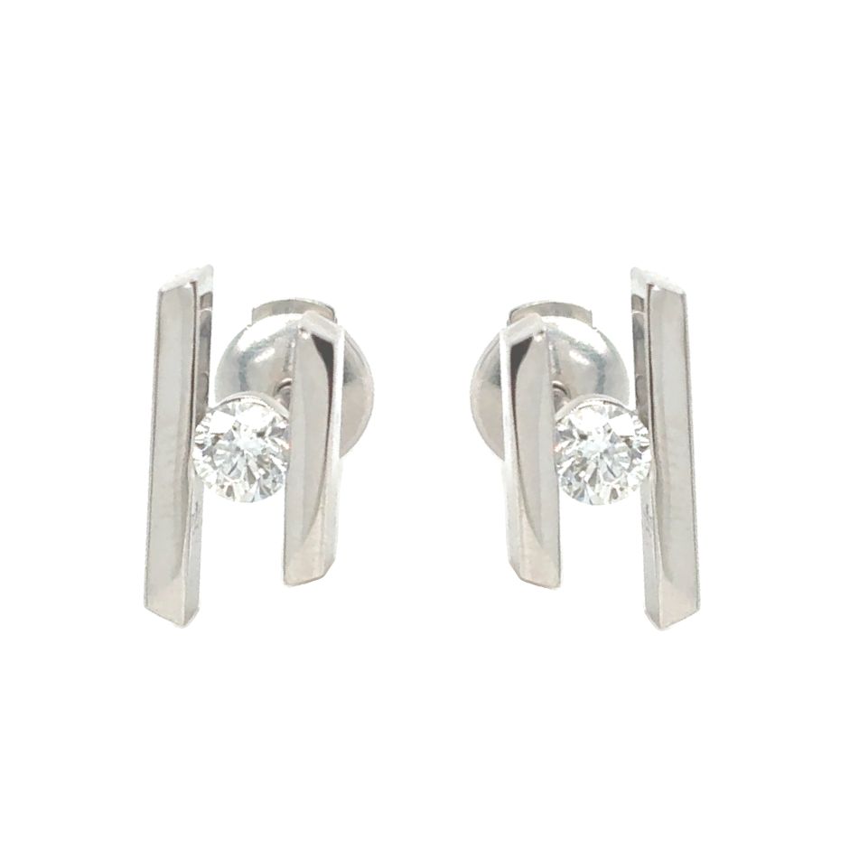 Diamond Split Bar Earrings in 14k White Gold Diamond Split Bar Earrings in 14k White Gold