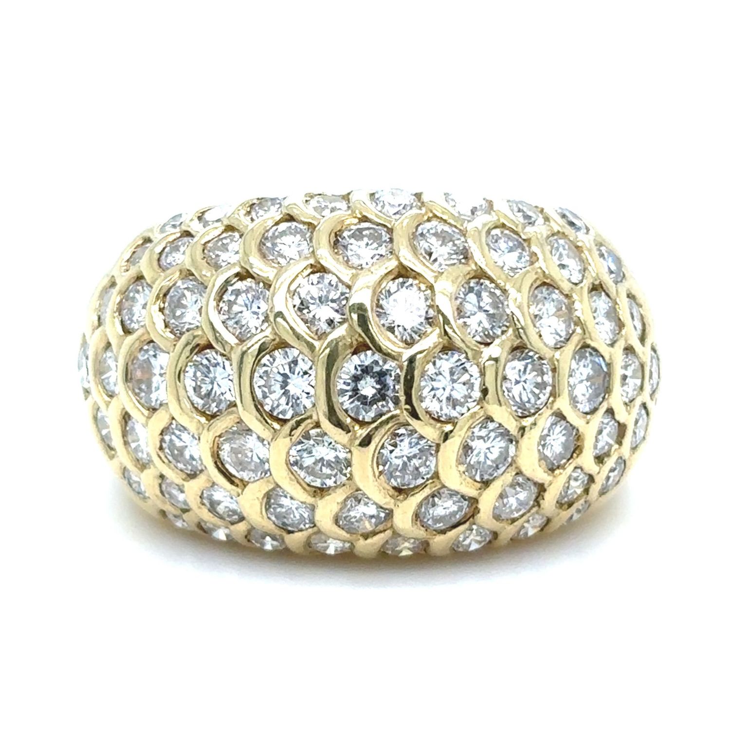 Diamond Dome Pave Ring in 18k Yellow Gold — 2.95CTW Diamond Dome Pave Ring in 18k Yellow Gold — 2.95CTW