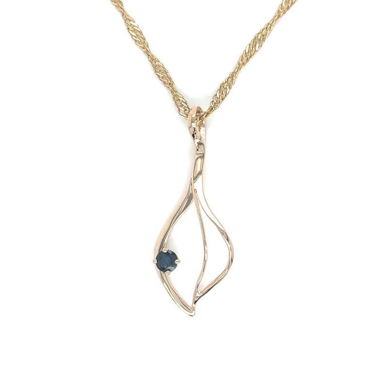 Sapphire Freeform Necklace in 14k Yellow Gold